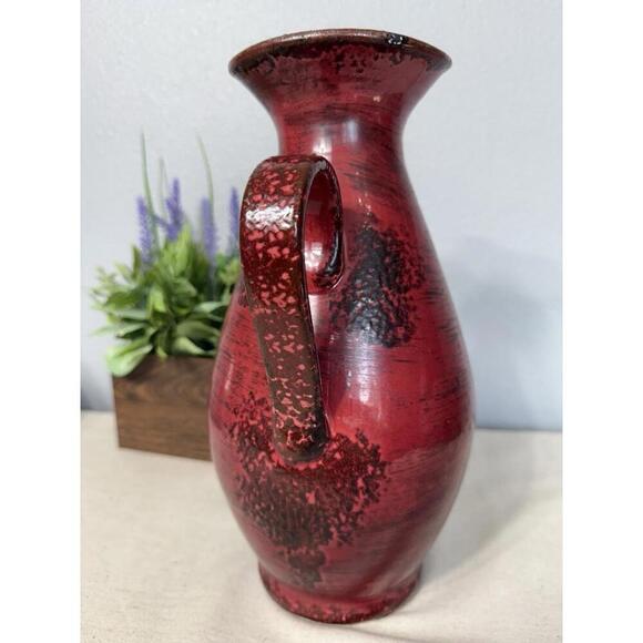 Vintage Sculpture pitcher vase Red 13 inch tall brick red decorative Lava Italy - Picture 3 of 9
